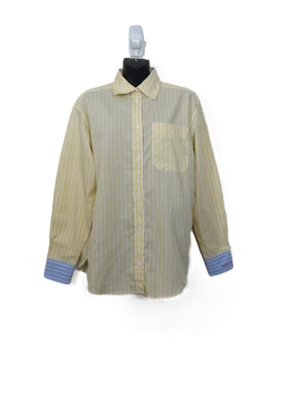Zadig & Voltaire size Large Tais Raye Pop Shirt Yellow Striped Button Up NEW